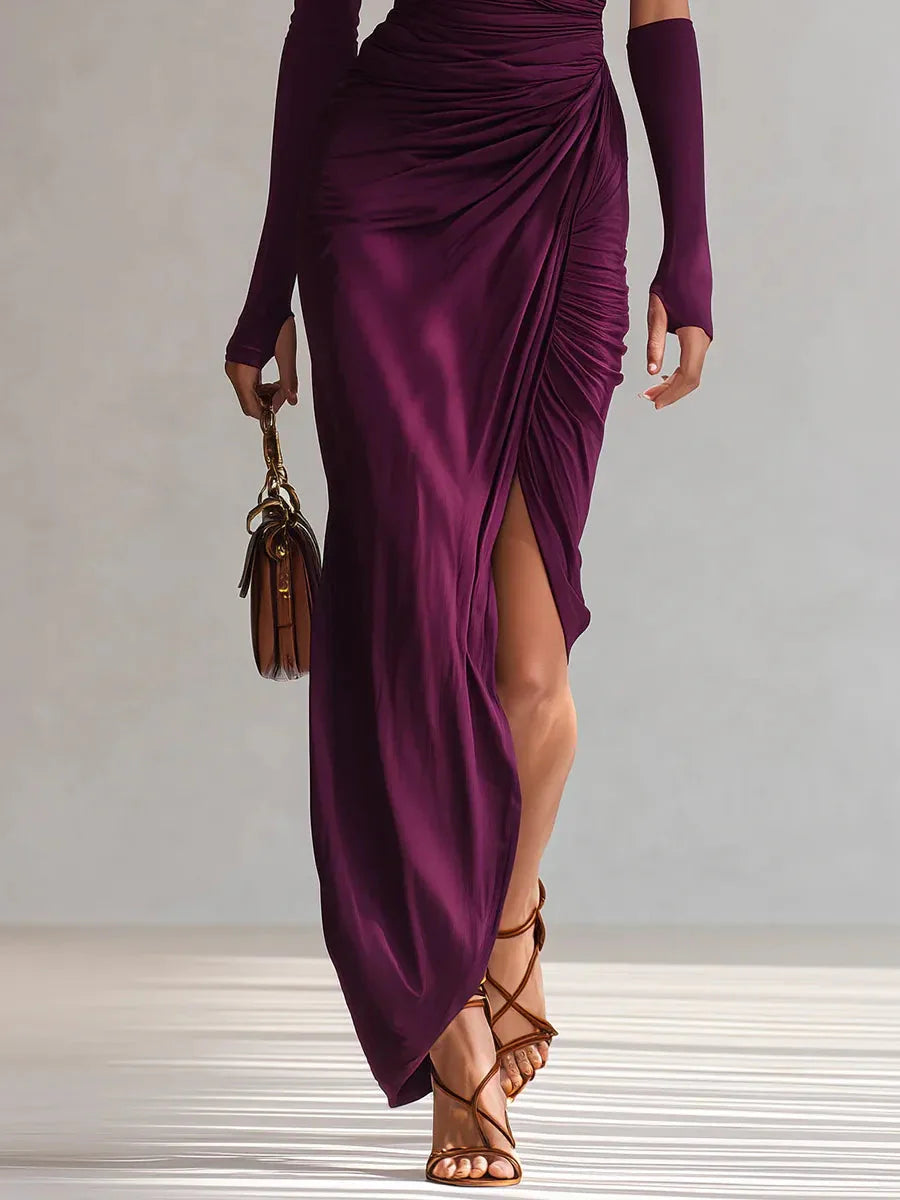 Rosalia™ | Elegante vestido largo morado sexy con un solo hombro