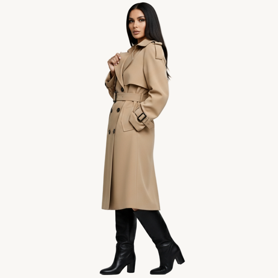 Clara Domínguez – Elegante y atemporal trench con cinturón