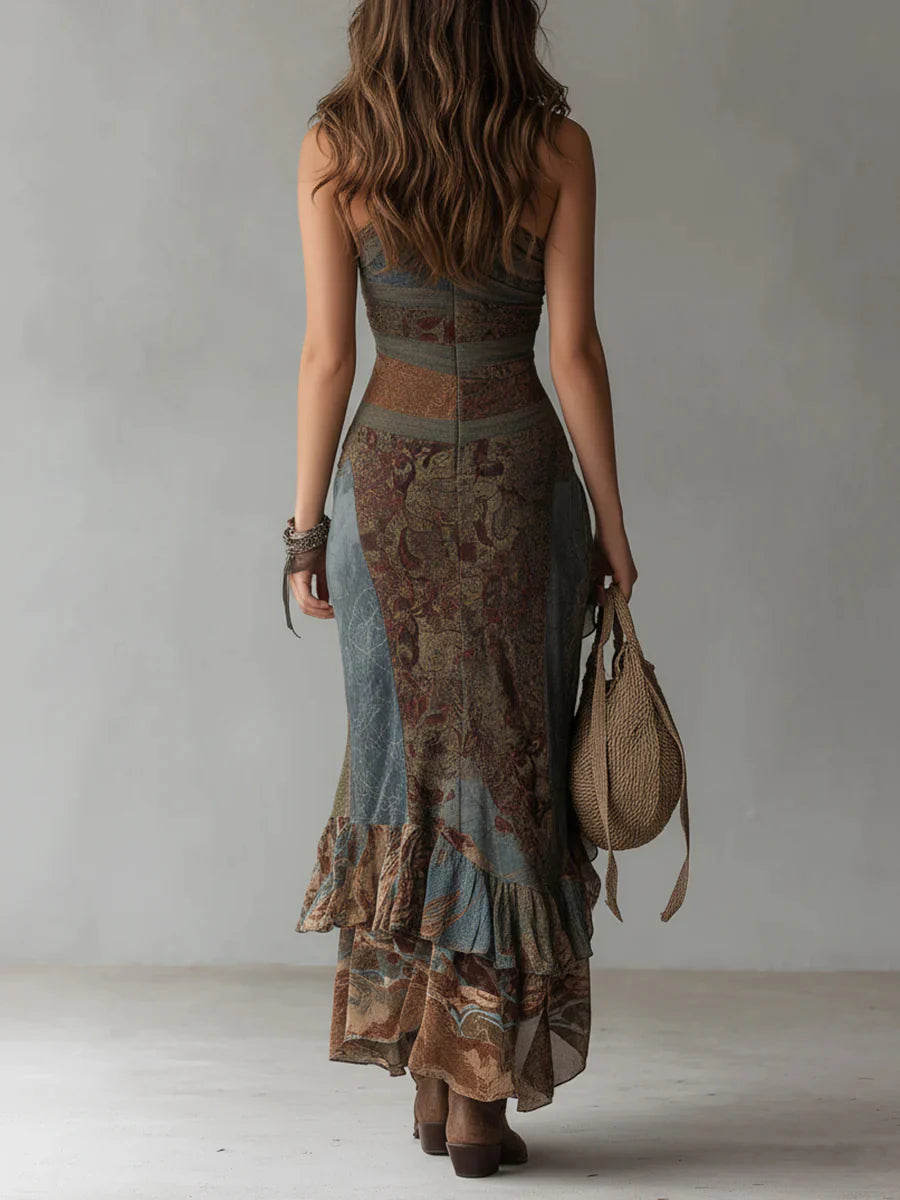 Vestido largo asimétrico