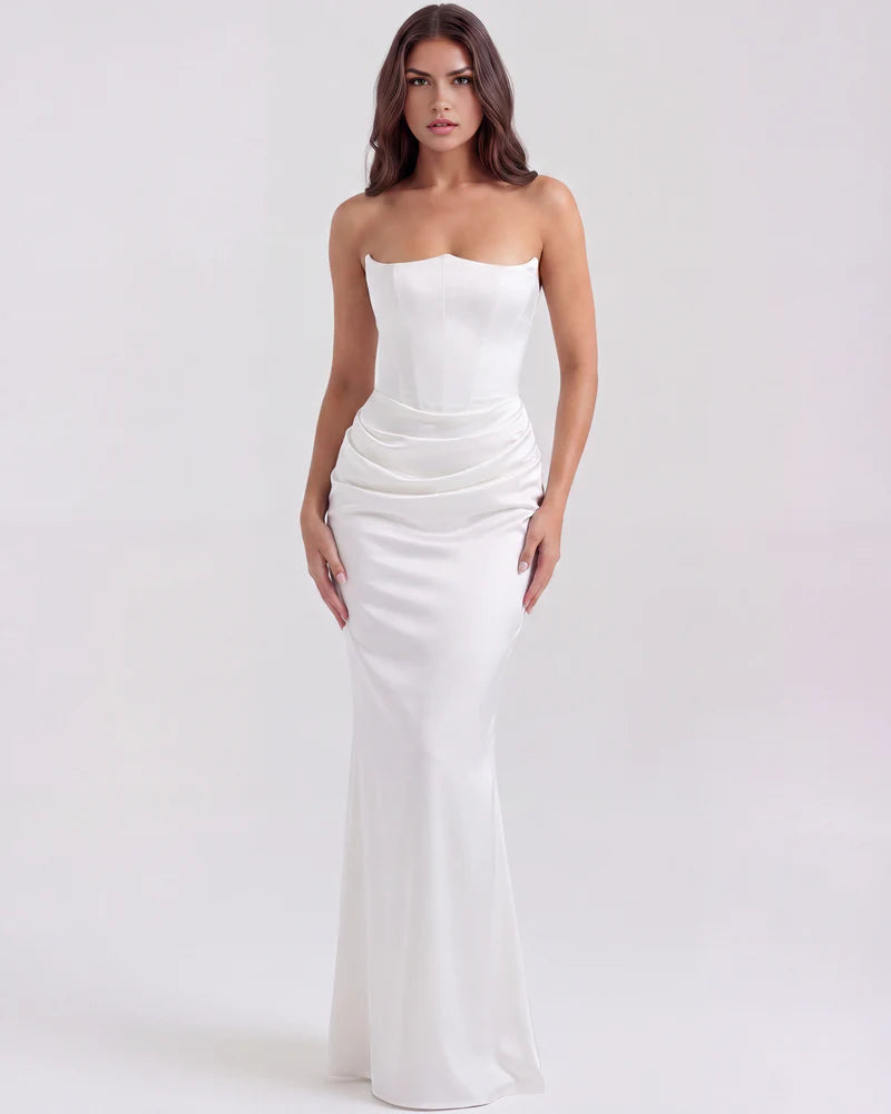 Rosalinda | Vestido largo con corsé moldeado sin tirantes