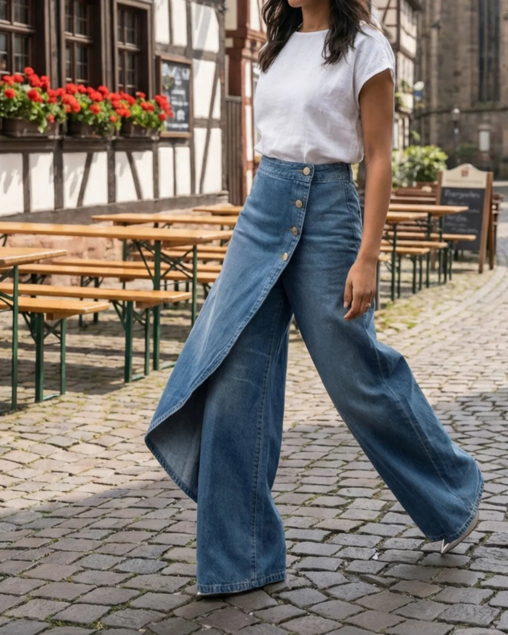 Pantalones vaqueros cruzados
