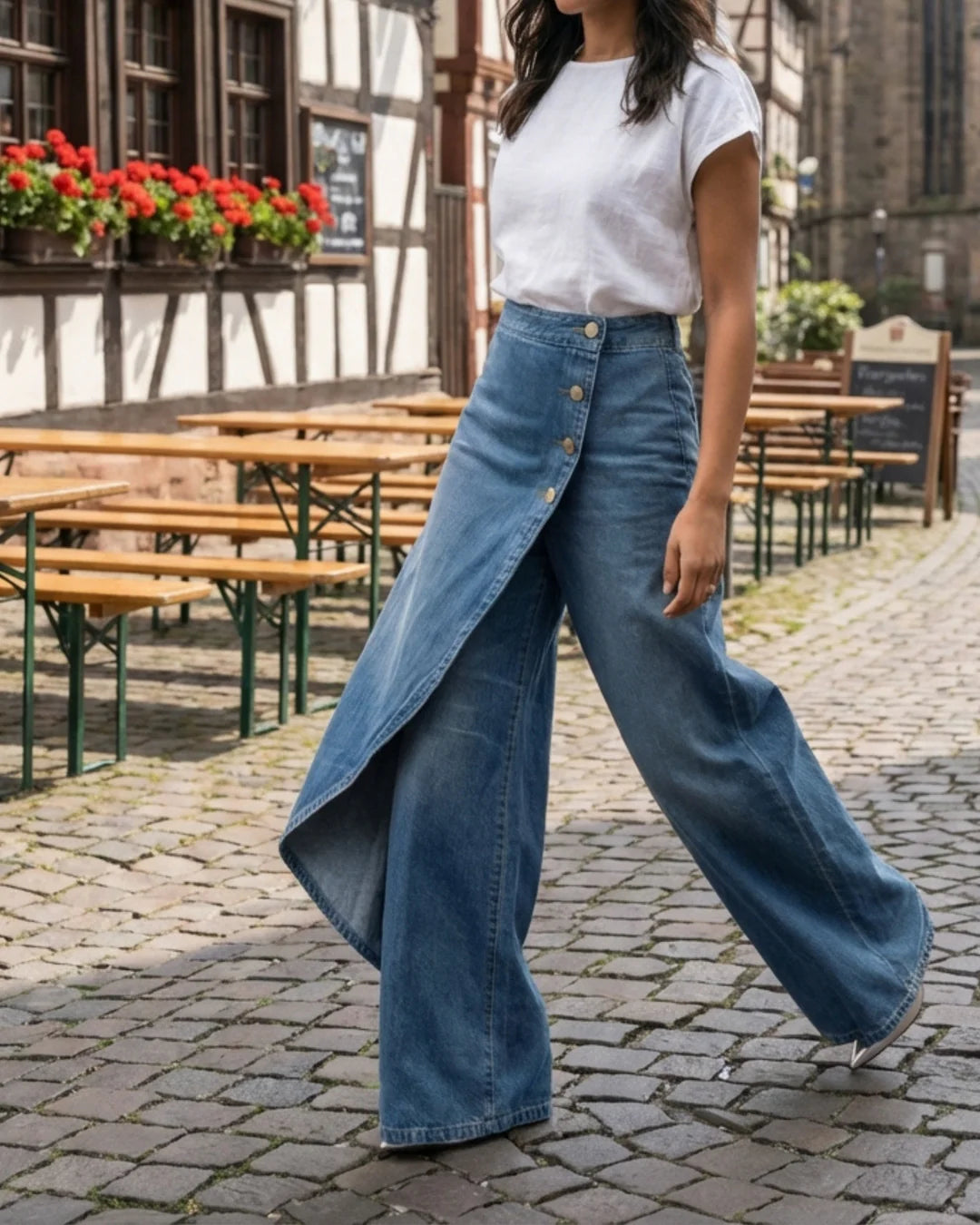 Pantalones vaqueros cruzados