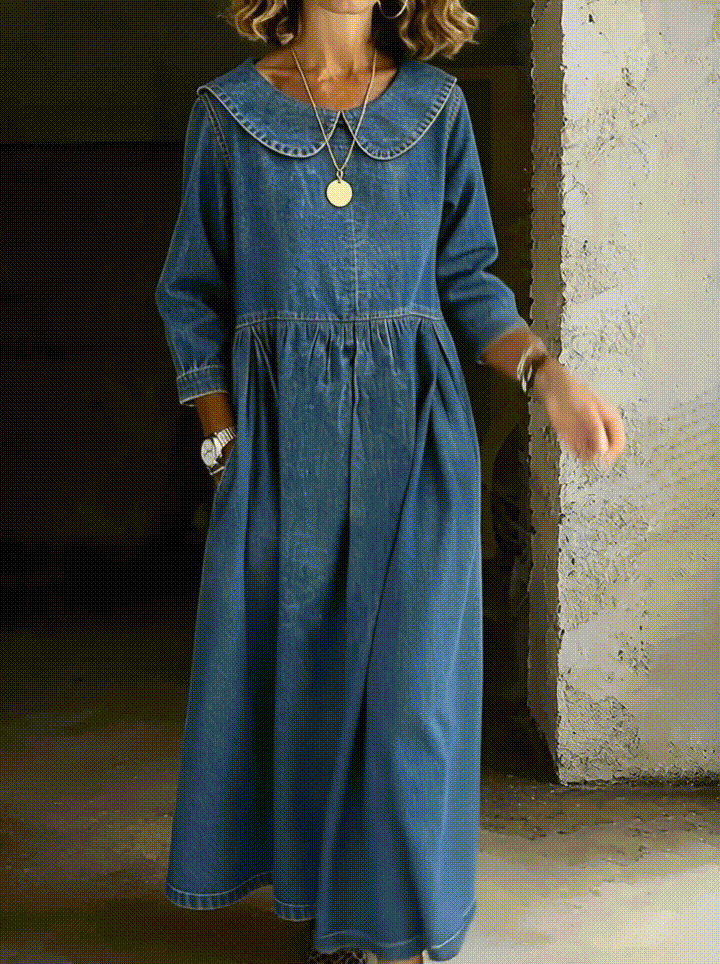 Clara™ | Vestido de denim con cuello Peter Pan