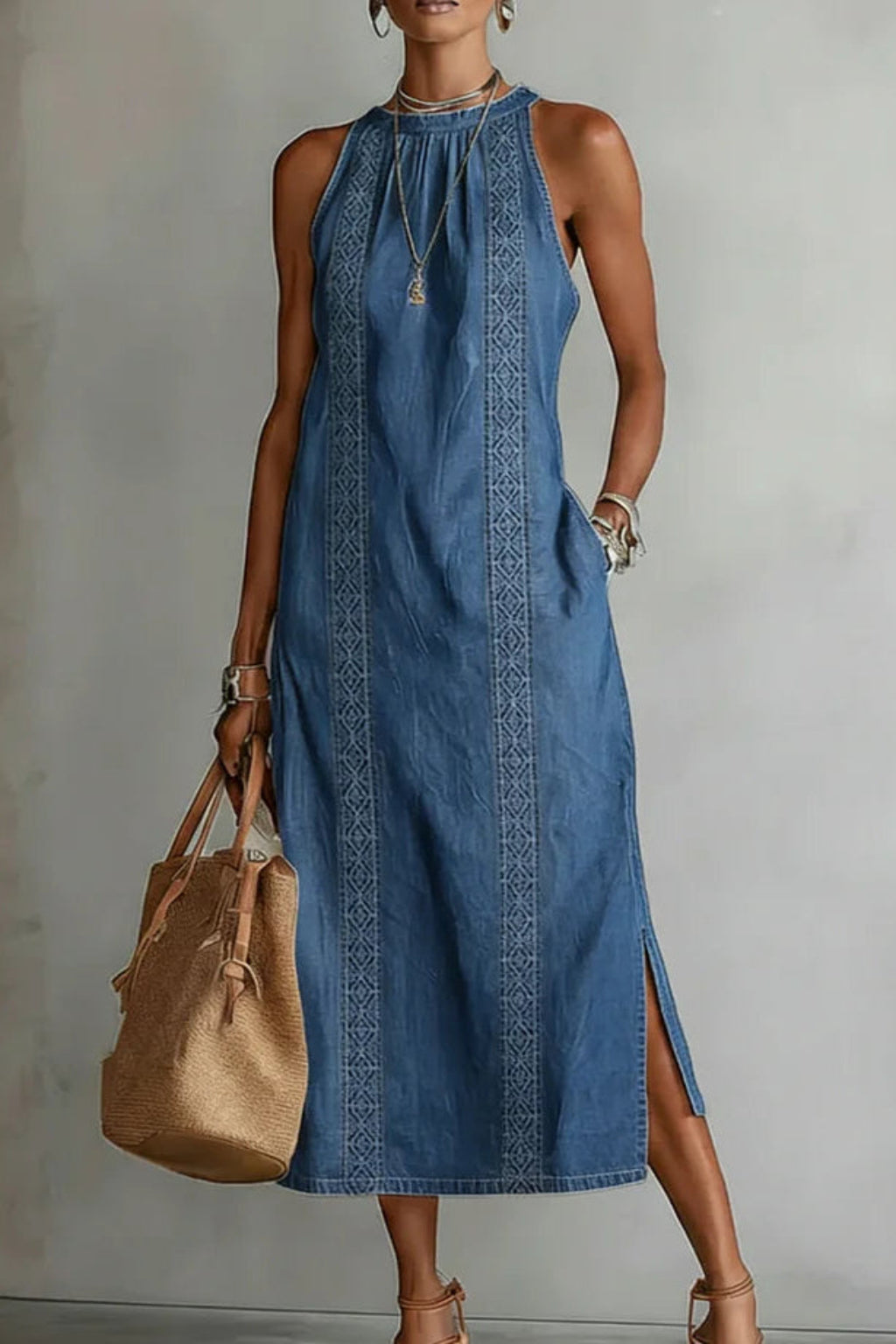 Julia™ | Vestido de denim con encaje retro