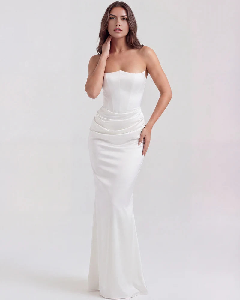 Rosalinda | Vestido largo con corsé moldeado sin tirantes