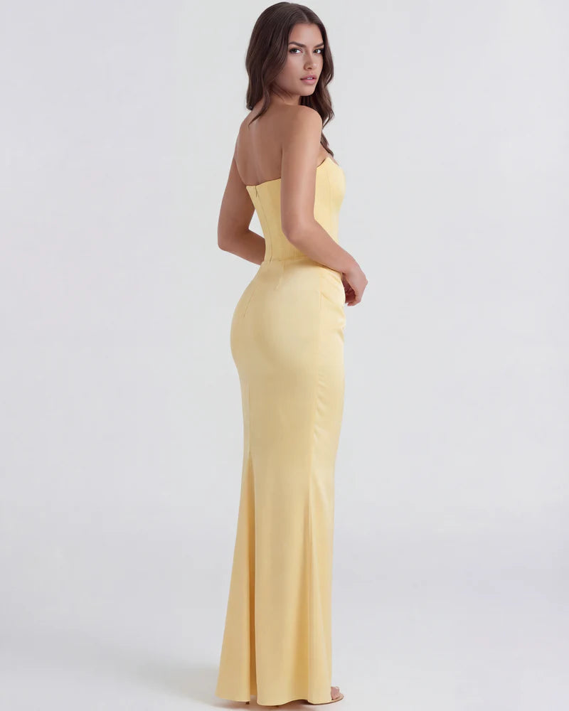 Rosalinda | Vestido largo con corsé moldeado sin tirantes