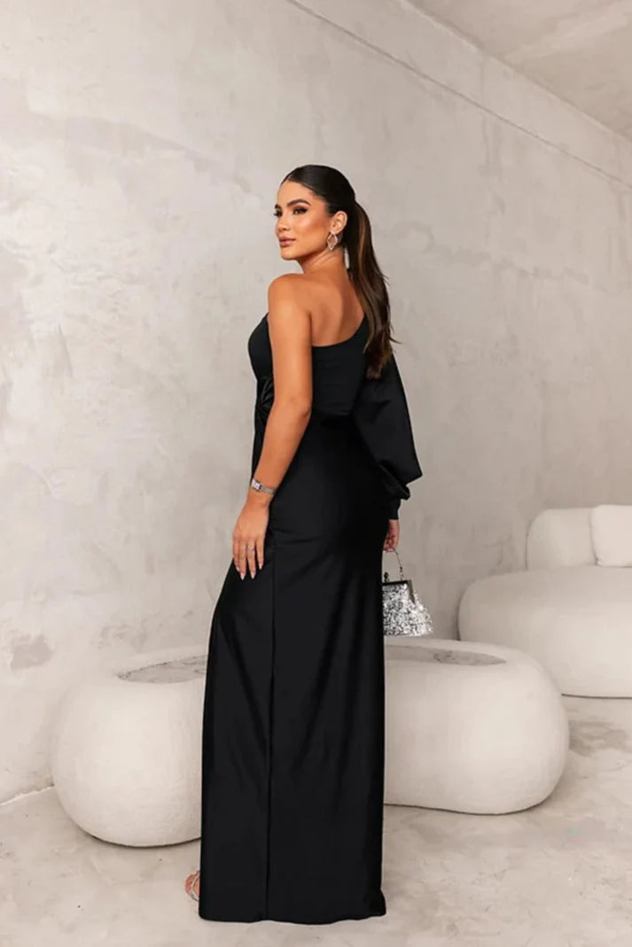Camila | Vestido satinado de una manga