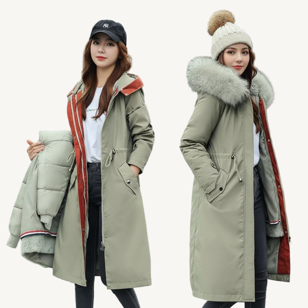 Clara Domínguez - Chaqueta de invierno para mujer con capucha y cuello suave