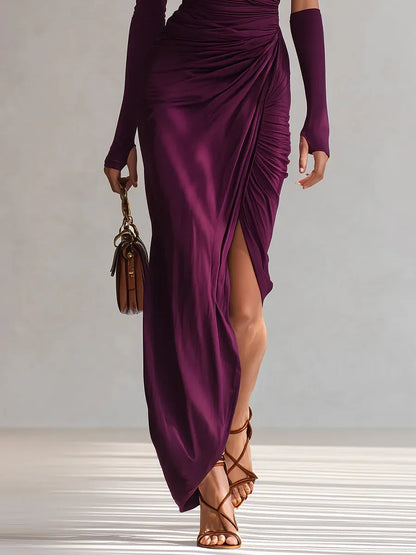 Rosalia™ | Elegante vestido largo morado sexy con un solo hombro
