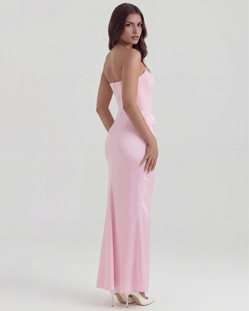 Rosalinda | Vestido largo con corsé moldeado sin tirantes