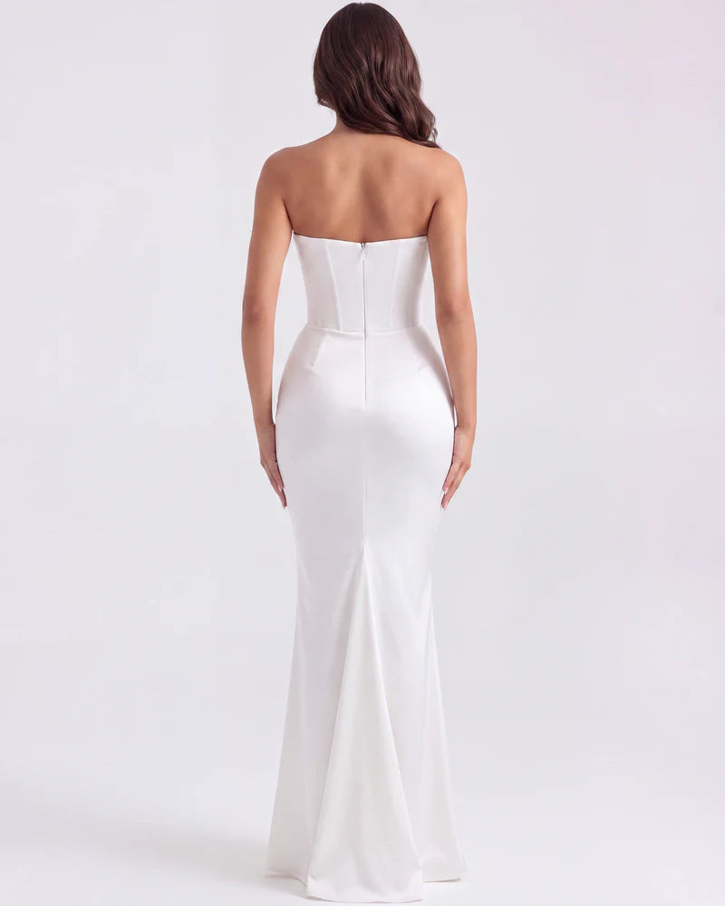 Rosalinda | Vestido largo con corsé moldeado sin tirantes