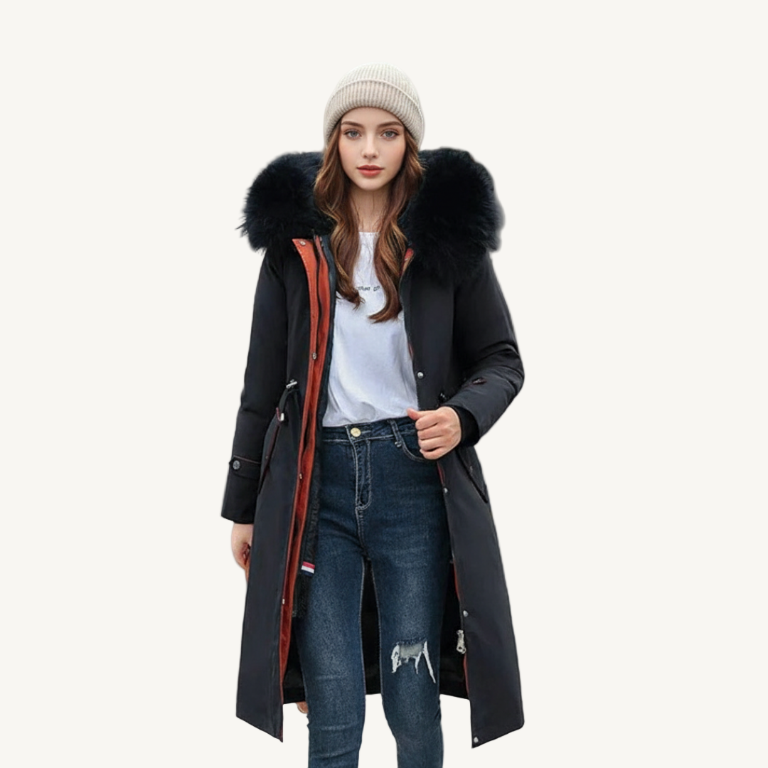 Clara Domínguez - Chaqueta de invierno para mujer con capucha y cuello suave