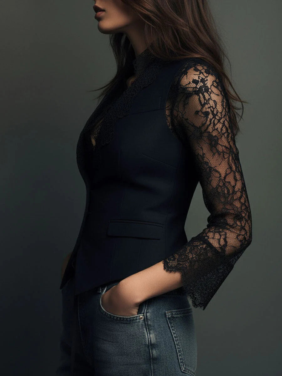 Claudia | Blazer Negro con Encaje