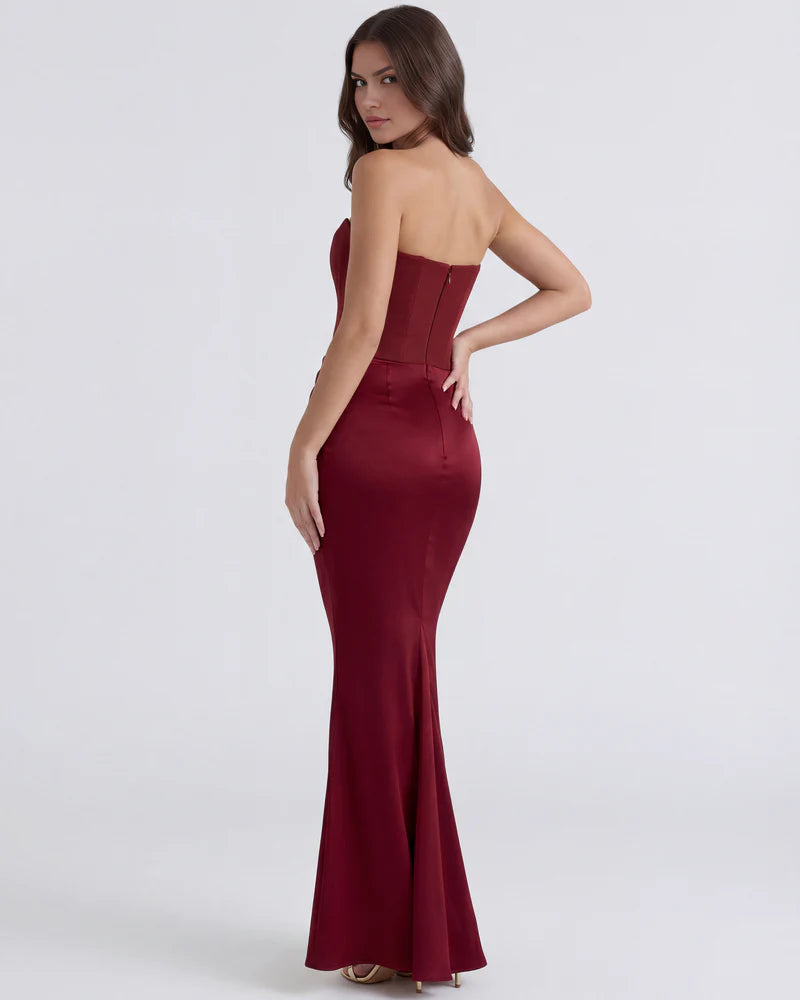 Rosalinda | Vestido largo con corsé moldeado sin tirantes