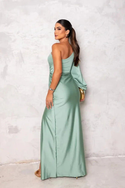 Camila | Vestido satinado de una manga