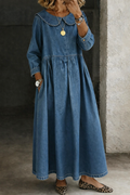 Clara™ | Vestido de denim con cuello Peter Pan