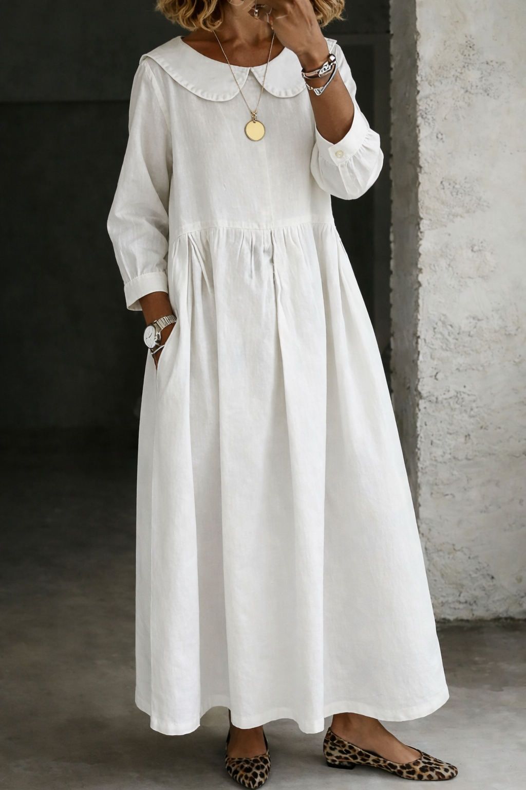 Clara™ | Vestido de denim con cuello Peter Pan