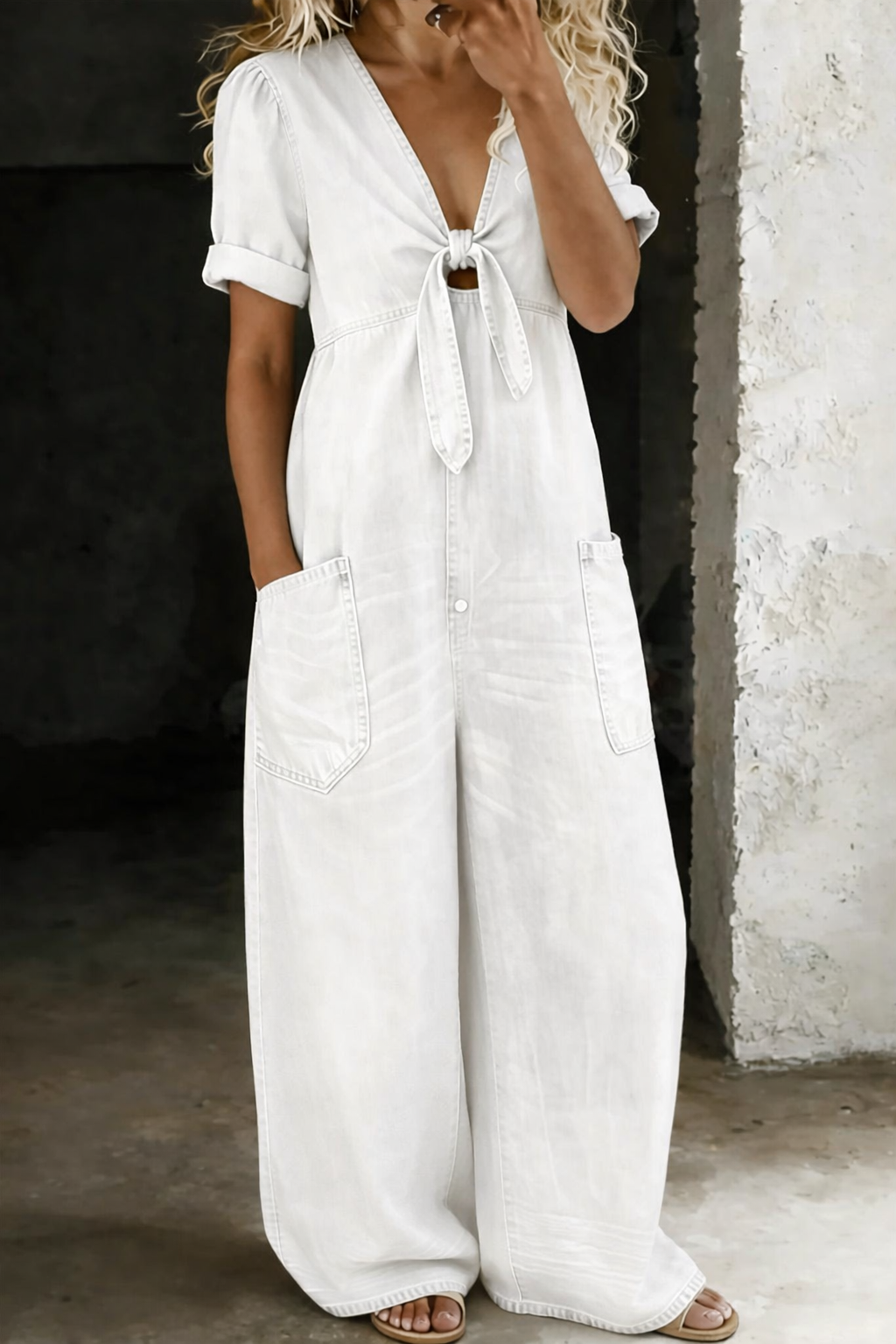 Maya™ | Mono de denim con escote en V