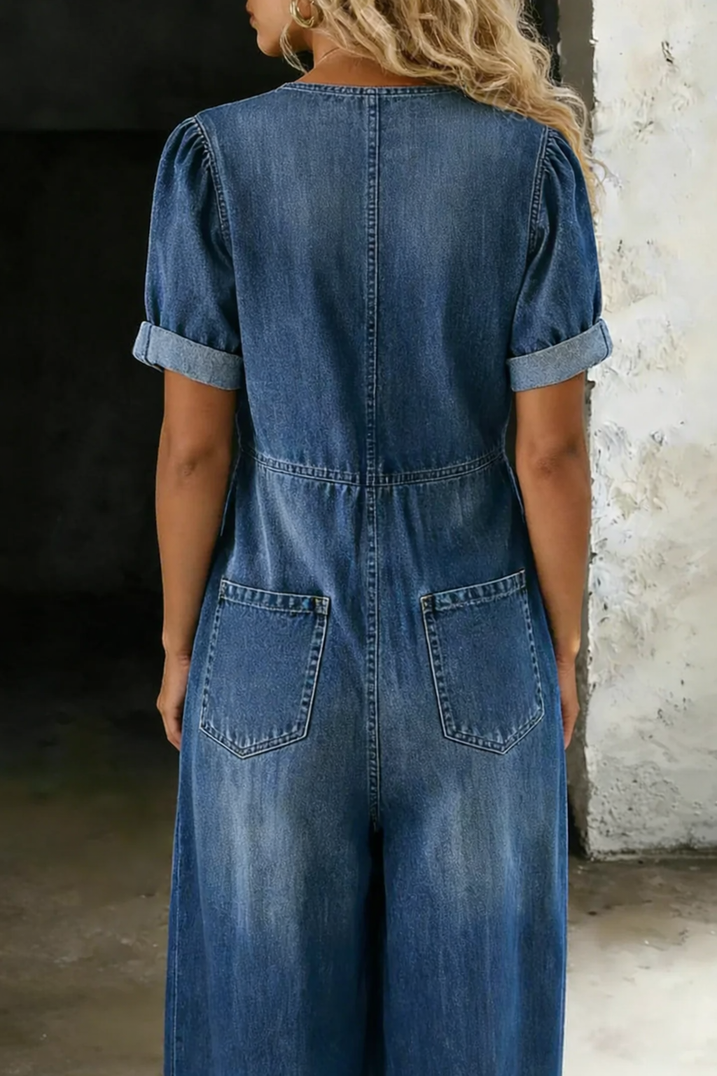 Maya™ | Mono de denim con escote en V