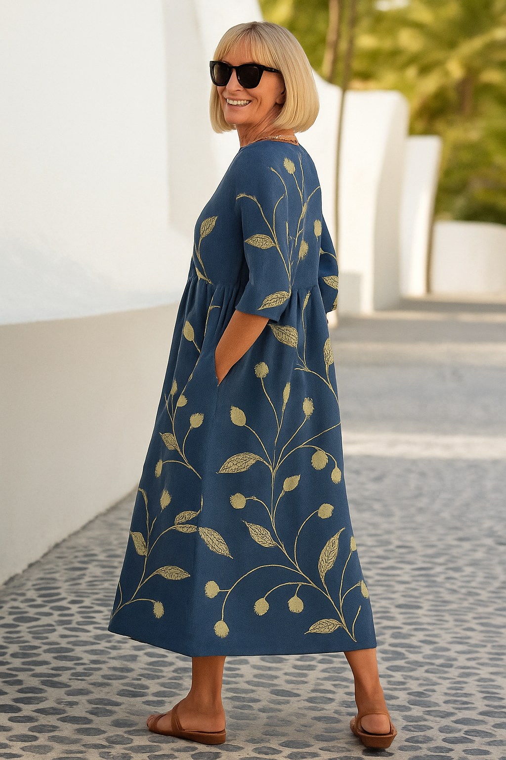 Elisa | Vestido midi holgado - Elegancia sin esfuerzo, Comodidad diaria