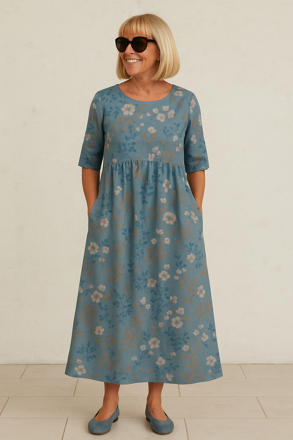 Elisa | Vestido midi holgado - Elegancia sin esfuerzo, Comodidad diaria