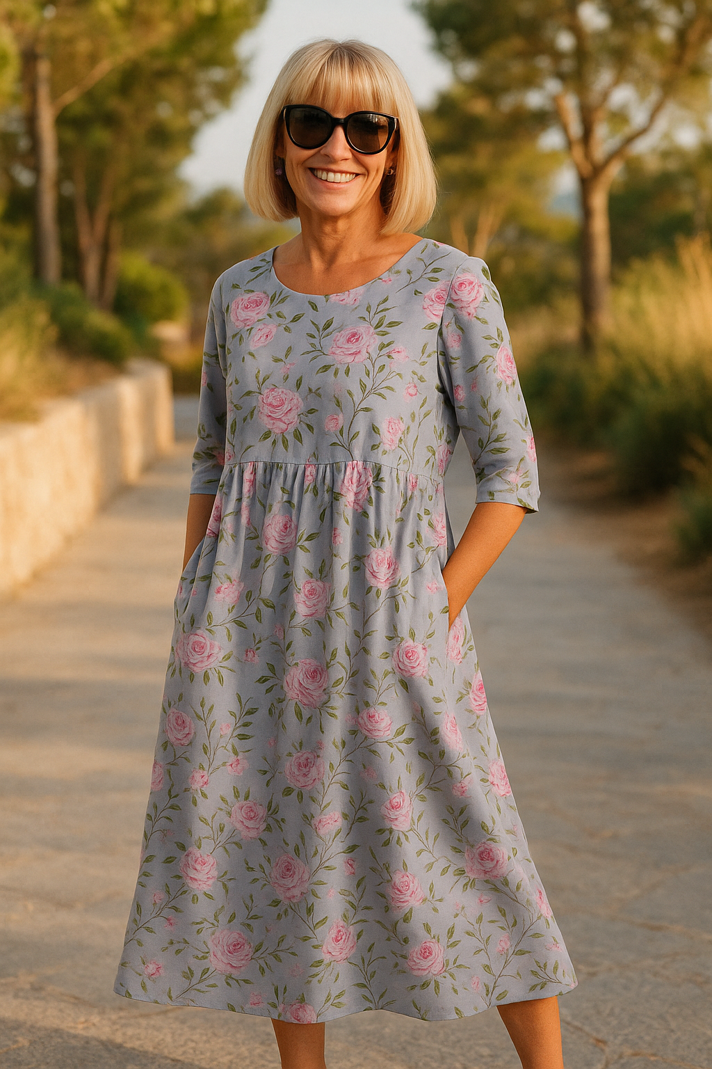 Elisa | Vestido midi holgado - Elegancia sin esfuerzo, Comodidad diaria