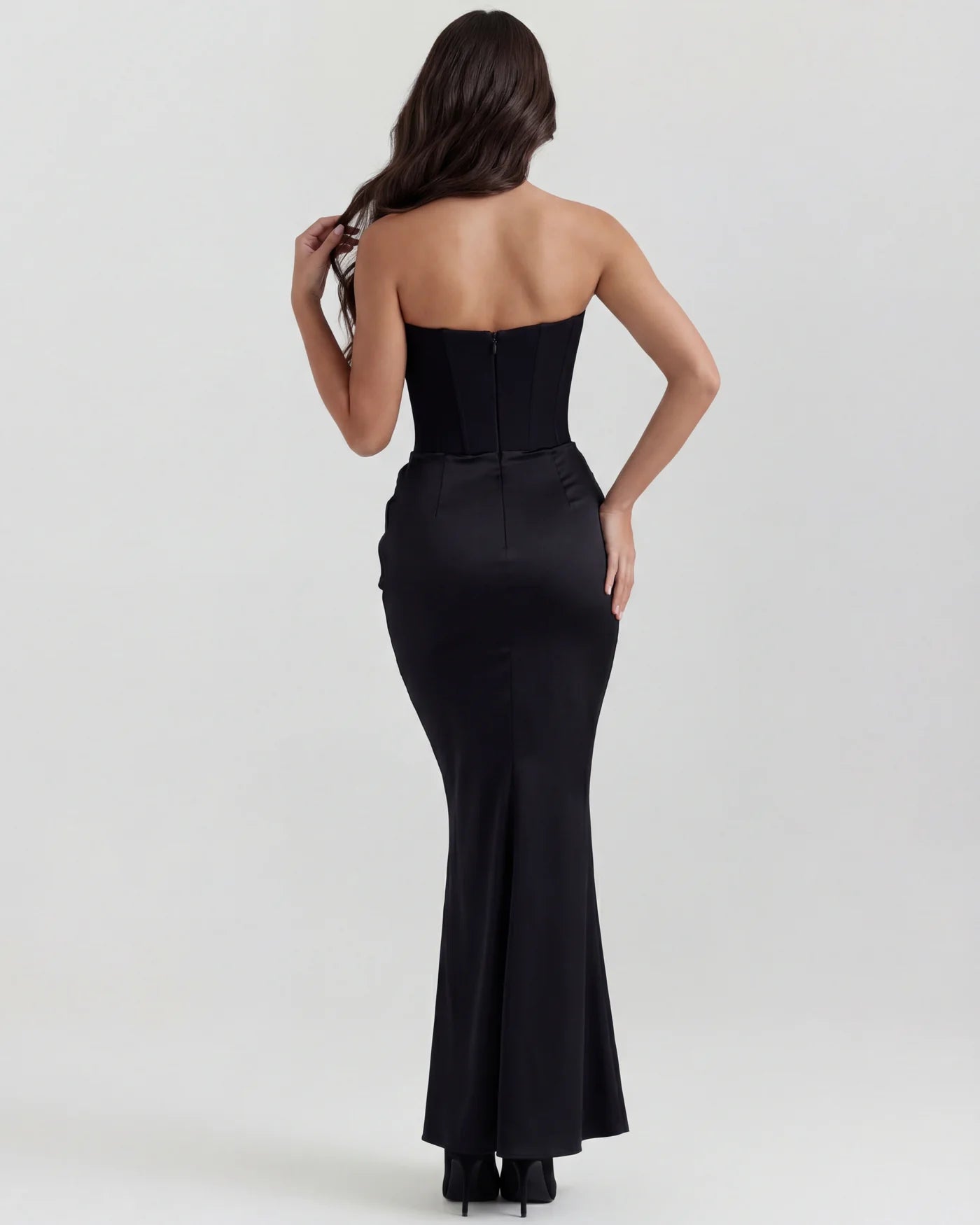 Rosalinda | Vestido largo con corsé moldeado sin tirantes
