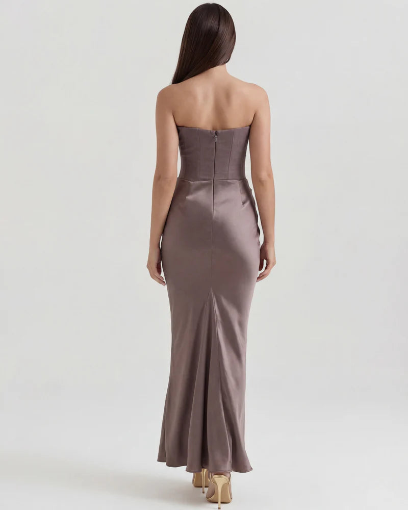 Rosalinda | Vestido largo con corsé moldeado sin tirantes