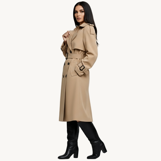 Clara Domínguez – Elegante y atemporal trench con cinturón