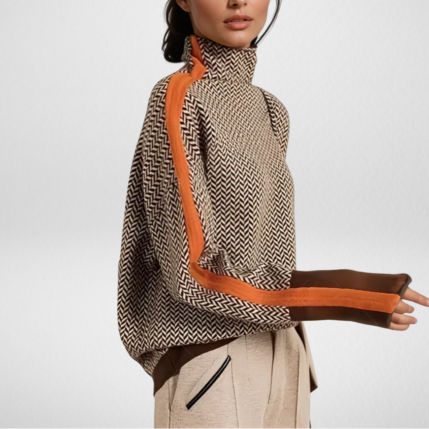 Clémence | Jersey de cuello alto con rayas en contraste