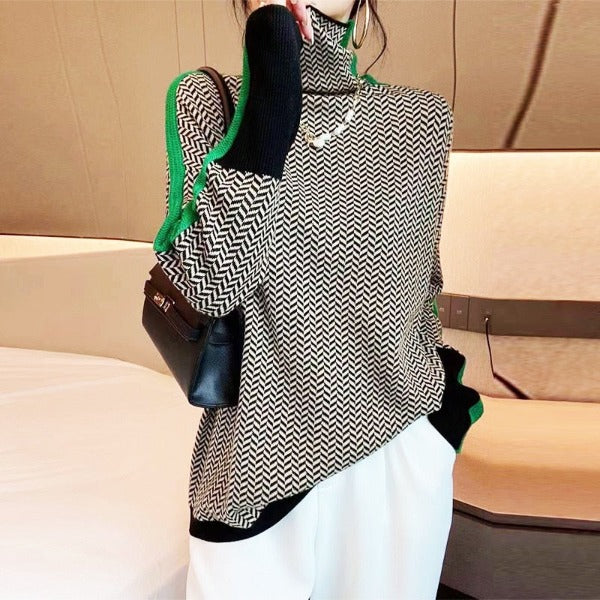 Clémence | Jersey de cuello alto con rayas en contraste