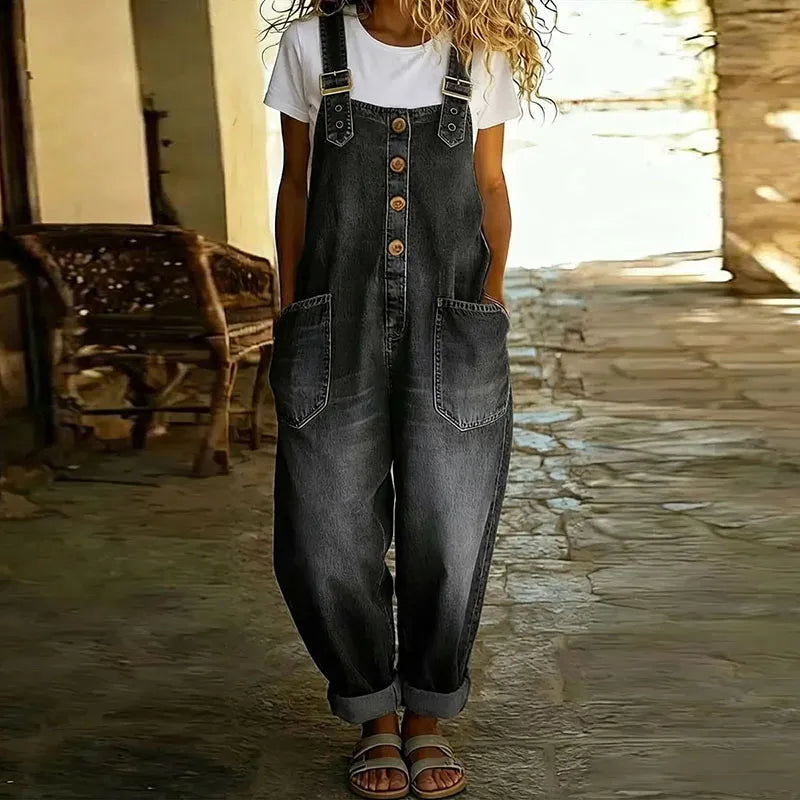 Mae™ | Overol vintage de algodón suave con efecto denim