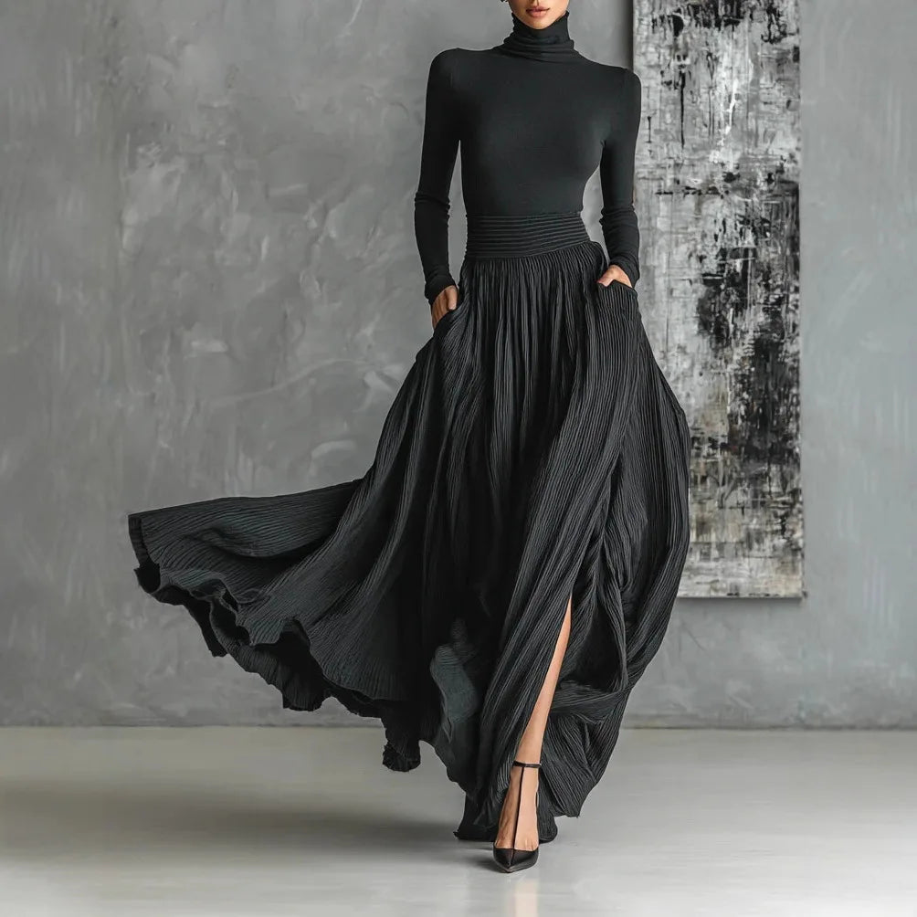 Zavelli | Vestido largo negro elegante