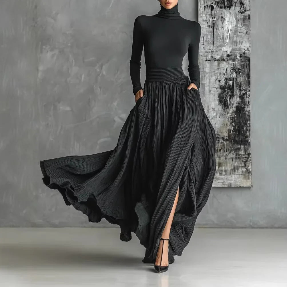 Zavelli | Vestido largo negro elegante