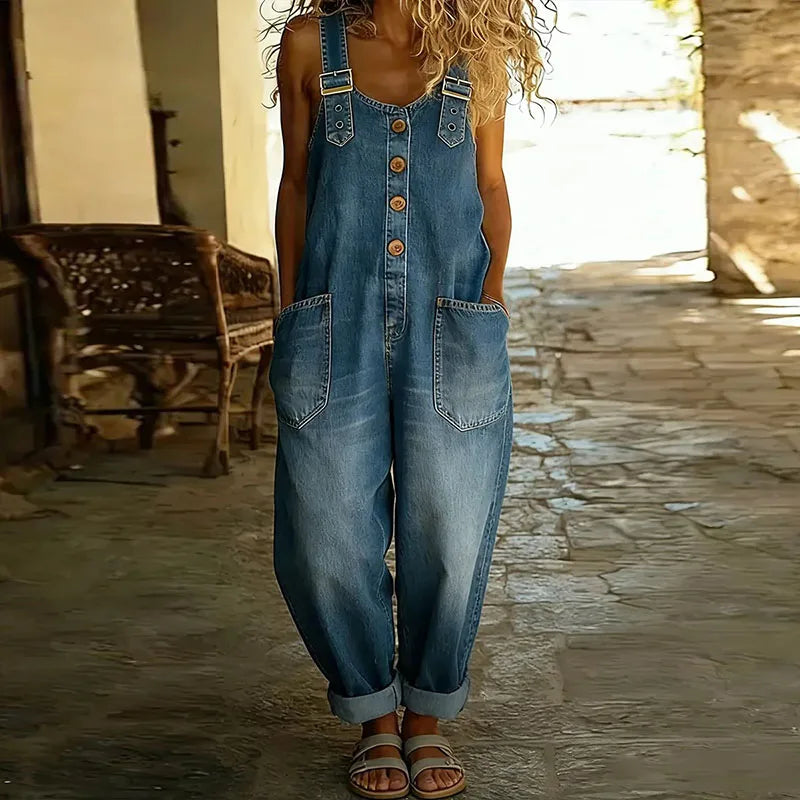 Mae™ | Overol vintage de algodón suave con efecto denim