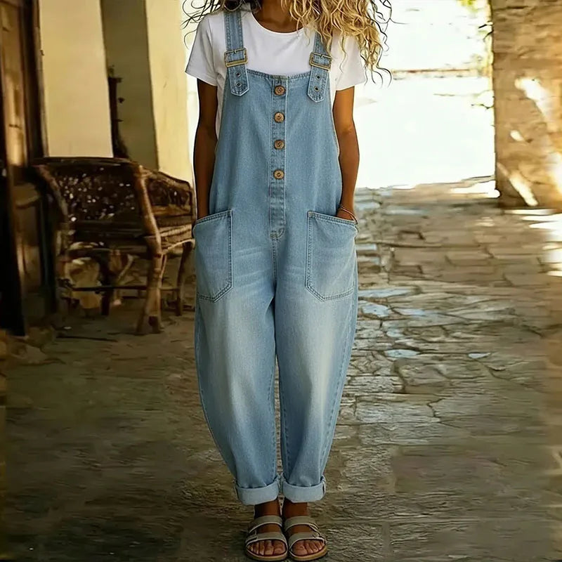 Mae™ | Overol vintage de algodón suave con efecto denim
