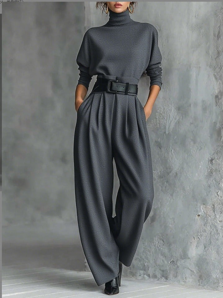 JULIET |  Conjunto de jersey de cuello alto y pantalón recto