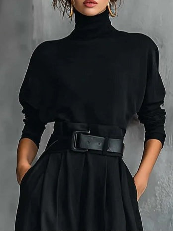 Juliet |  Conjunto de jersey de cuello alto y pantalón recto