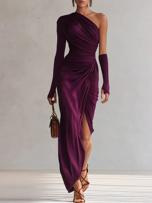 Rosalia™ | Elegante vestido largo morado sexy con un solo hombro