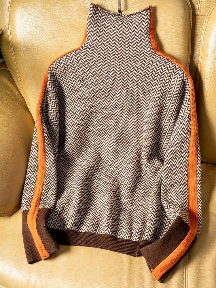 Clémence | Jersey de cuello alto con rayas en contraste