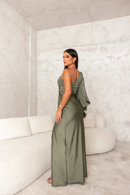 Camila | Vestido satinado de una manga
