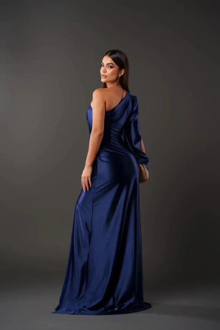Camila | Vestido satinado de una manga