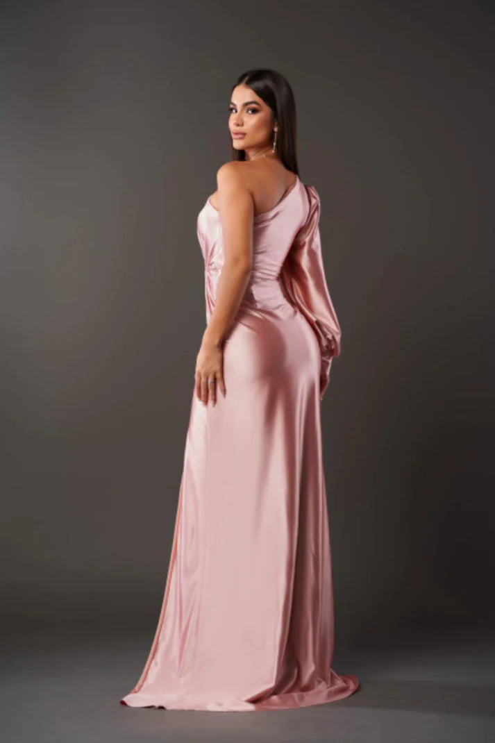 Camila | Vestido satinado de una manga