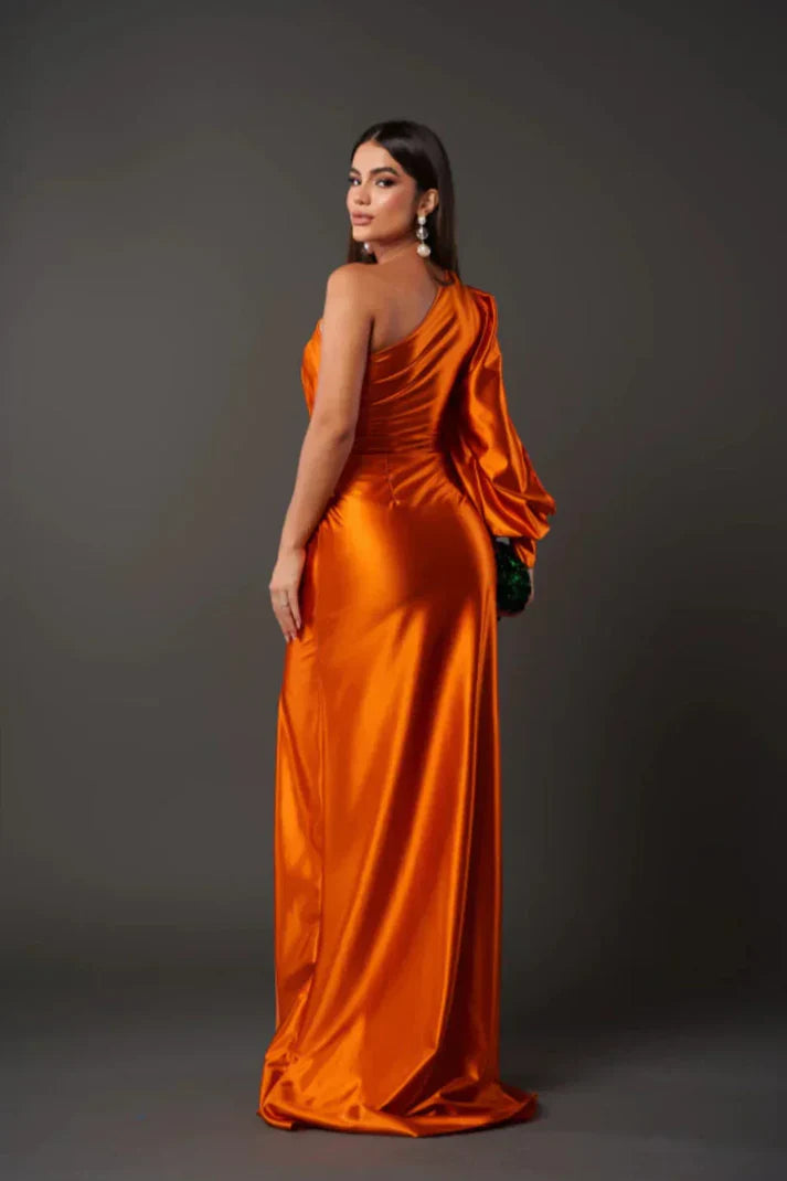 Camila | Vestido satinado de una manga