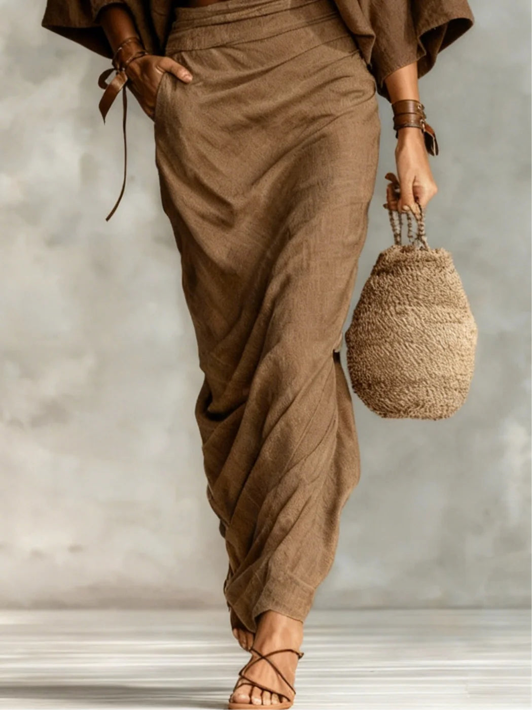 Sarah | Conjunto de top con mangas murciélago y falda larga