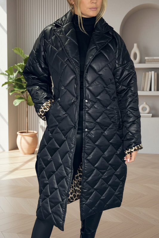 Ofira | Abrigo cruzado con forro de leopardo