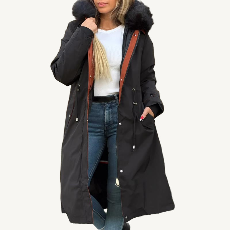 Clara Domínguez - Chaqueta de invierno para mujer con capucha y cuello suave