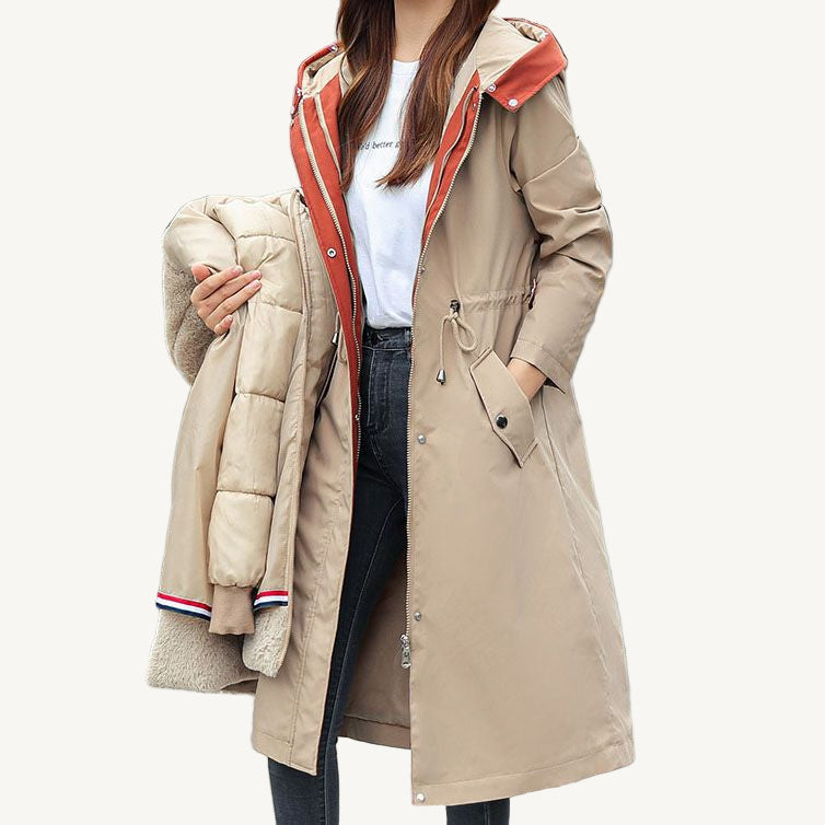 Clara Domínguez - Chaqueta de invierno para mujer con capucha y cuello suave